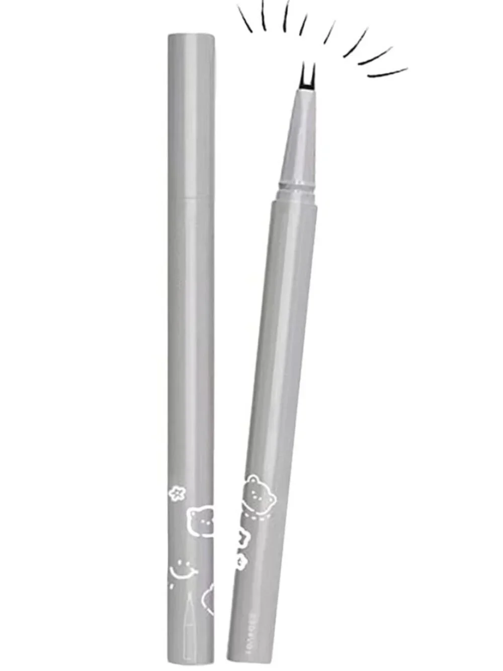 Double Tip Lower Eyelash Pencil, Two Prong Eyeliner, Dual-Pronged Tip (Black)